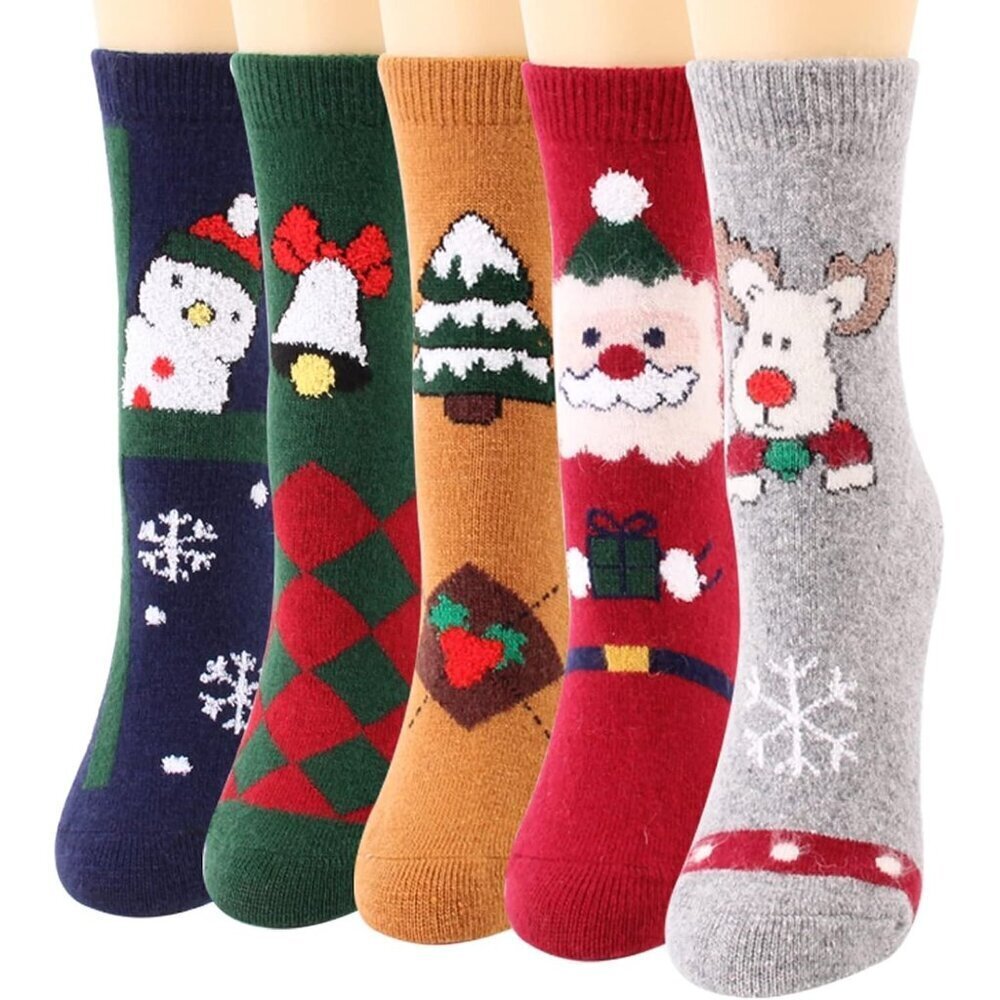 YZKKE 5Pack Womens Q-28 Vintage Winter Soft Warm Thick Cold Knit Wool Crew Socks